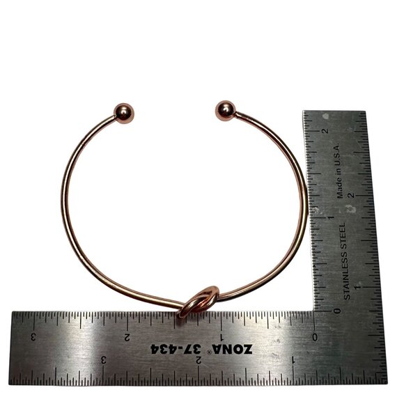 Minimalist Rose Gold Tone Knot Cuff Bracelet Open Bangle Jewelry Gift Women - Picture 6 of 8